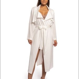 Jlux Label Ivory Linen Trench Coat